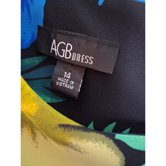 AGB Floral Tropical Print Shift Dress Womens Size 14 Sleeveless Round Neck - Picture 5 of 9